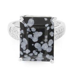 Anello in argento con Ossidiana Fiocco di Neve