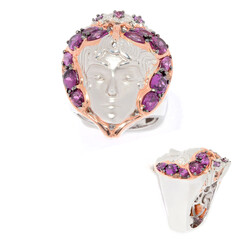 Anello in argento con Granato viola a viraggio di colore (Gems en Vogue)