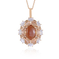 Collana in argento con Pietra di Luna Cioccolato (KM by Juwelo)