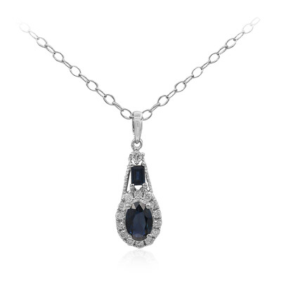Collana in oro con Zaffiro Ceylon Blu