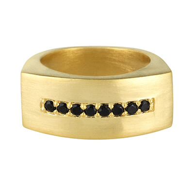 Anello placcato in oro con Spinello Nero (MONOSONO COLLECTION)