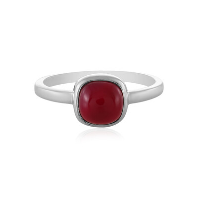 Anello in argento con Calcedonio Lampone