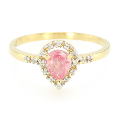 Anello placcato in oro con Zaffiro Padparadscha