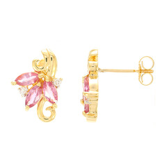 Orecchini in oro con Zaffiro Padparadscha (non riscaldato) (AMAYANI)