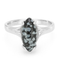 Anello in argento con Ossidiana Fiocco di Neve