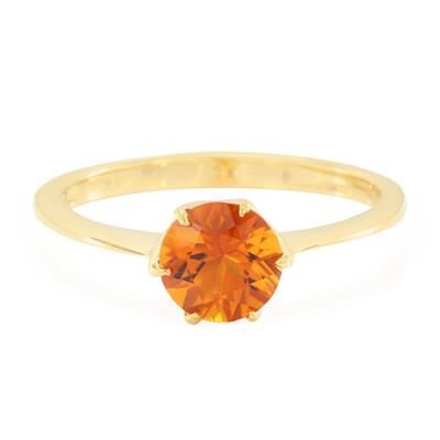 Anello placcato in oro con Citrino Mandarino