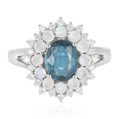 Anello in argento con Cianite Blu Foglia di Tè