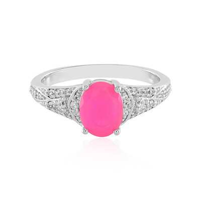 Anello in argento con Opale Rosa dell'Etiopia
