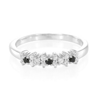 Anello in argento con Spinello Nero e Zaffiro Bianco