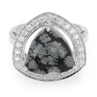 Anello in argento con Ossidiana Fiocco di Neve