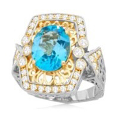 Anello in argento con Topazio Blu Svizzero (Dallas Prince Designs)