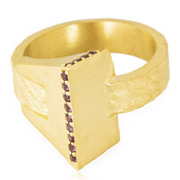 Anello placcato in oro con Rodolite