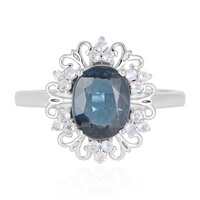 Anello in argento con Cianite Blu Foglia di Tè