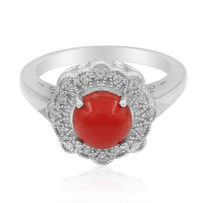 Anello in argento con Opale Rosso dell'Etiopia
