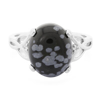 Anello in argento con Ossidiana Fiocco di Neve