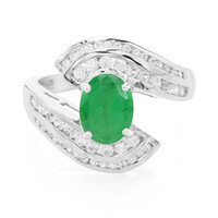Anello placcato in platino con Smeraldo Bahia