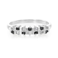 Anello in argento con Zaffiro Bianco e Spinello Nero