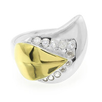 Anello placcato in oro con Topazio Bianco