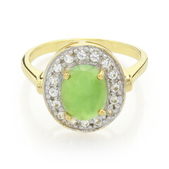 Anello placcato in oro con Crisoprasio Imperiale