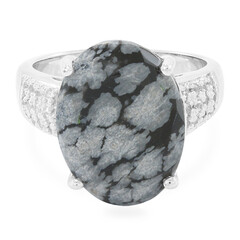 Anello in argento con Ossidiana Fiocco di Neve