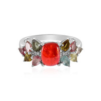 Anello in argento con Opale Rosso dell'Etiopia