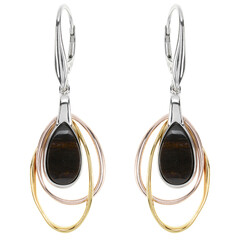 Orecchini in argento con Legno Fossile