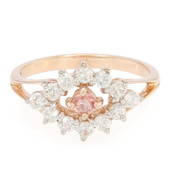 Anello placcato in oro con Zaffiro Padparadscha