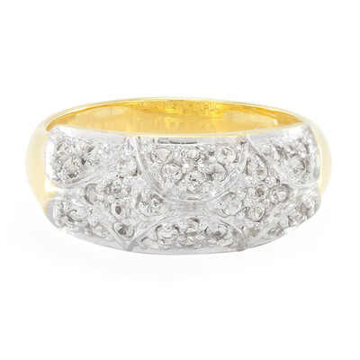 Anello placcato in oro con Zaffiro Bianco