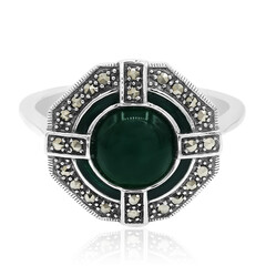 Anello in argento con Calcedonio Verde