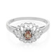 Anello placcato in platino con Zaffiro Padparadscha