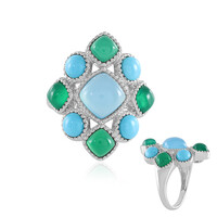 Anello in argento con Calcedonio Blu