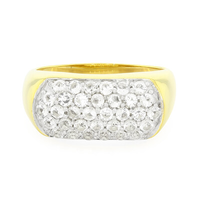 Anello placcato in oro con Topazio Bianco