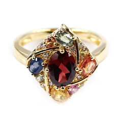 Anello in argento con Granato Mozambico