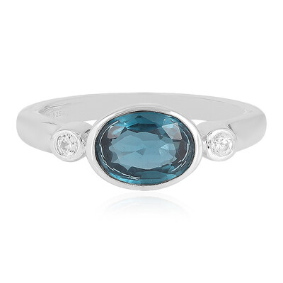 Anello in argento con Cianite Blu Foglia di Tè