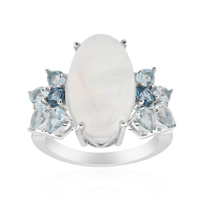 Anello in argento con Pietra di Luna Arcobaleno