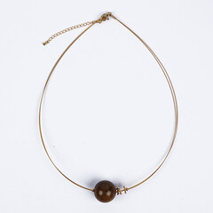 Collana in acciaio inossidabile con Legno di Palma Pietrificato