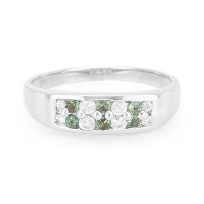 Anello in argento con Alessandrite Brasiliana e Zaffiro Bianco