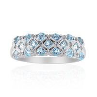 Anello in argento con Topazio Blu Svizzero