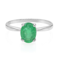 Anello placcato in platino con Smeraldo Bahia